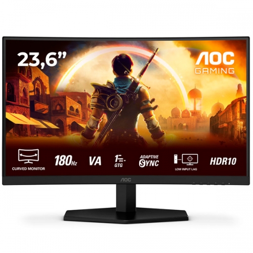 MONITOR AOC VA 24"(23.8) FHD CURVO 0.5MS 180HZ HDMI DP COLUNAS C24G42E