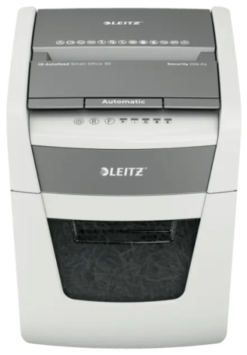 Destruidora de Papel Automática Leitz IQ Autofeed 50X P4,Corte em Partículas P-4 - Alimentação Automática de 50 Folhas,Alimentação Manual de 6 Folha