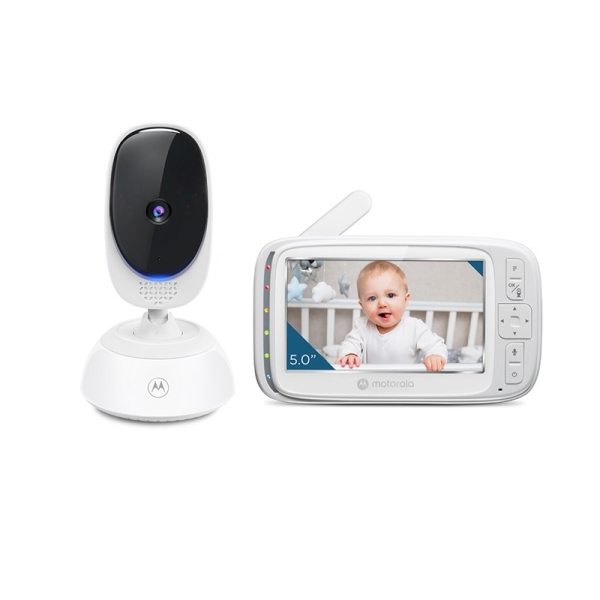 Motorola Nursery VM75 Babyphone com câmara - Sons de embalar - Conversação bidirecional - Ecrã de 5"- Sensor de temperatura - Branco