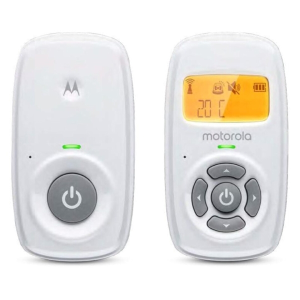 Monitor para bebé com áudio Motorola Nursery AM24 - Alcance até 300 m em ambientes exteriores e 50 m em ambientes interiores - Ligação DECT - Sensor d