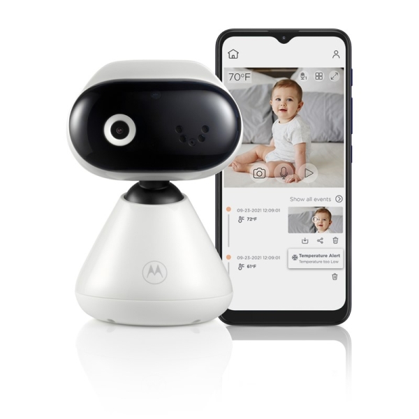 Monitor de Bebé Motorola Nursery PIP1000 Vigilabebes - Visão Nocturna - Conexão WIFI - Ecrã 5"- Sensor de Temperatura - 1080p - Branco