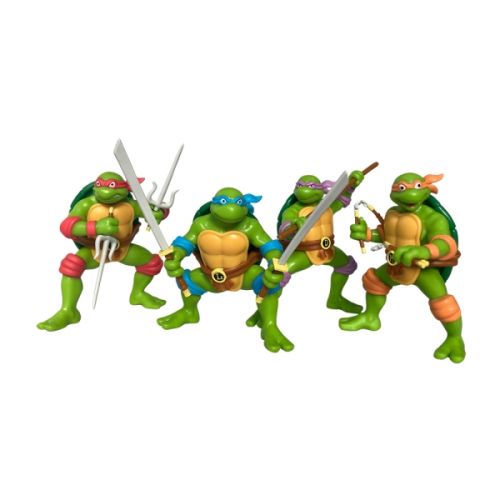 Conjunto de 4 figuras colecionáveis das Tartarugas Ninja (TMNT) da Comansi - Estilo retro da banda desenhada - Michelangelo,Donatello,Raphael e Le