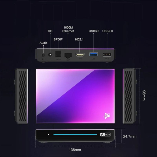 H96 Max M9 RK3576 4GB/32GB Wifi 6 Android 14 Preto - Android TV