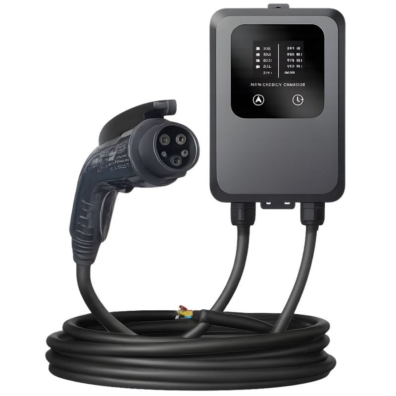 Carregador para carro elétrico com estação de carregamento 32A / 7,0 kW / sem tomada (monofásico) / 10 m / LCD - EV Tipo 2