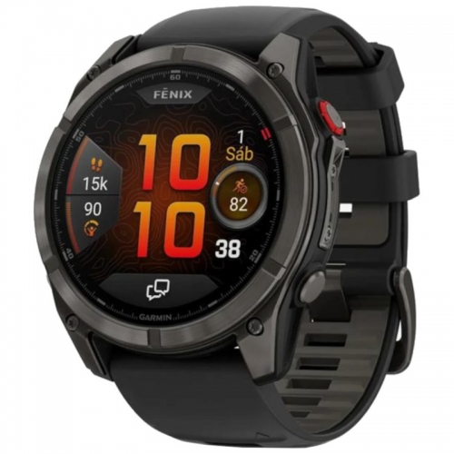 Garmin Fēnix 8 Pro 51 mm AMOLED Zafiro Cinza Titânio com pulseira de Silicone Preta