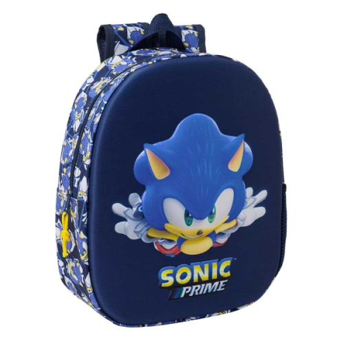 Safta Sonic Mochila 3D de 8.64L - Porta-Garrafas - Cartão de Identificação Pessoal - Ombreiras Acolchoadas - 27x33x10cm - Azul Marino