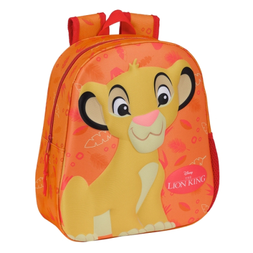 Safta el Ree Leon Mochila 3D de 8.64L - Porta-Garrafas - Cartão de Identificação Pessoal - Ombreiras Acolchoadas - 27x33x10cm - Laranja