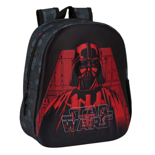 Safta Star Wars Mochila 3D de 8.64L - Porta-Garrafas - Cartão de Identificação Pessoal - Ombreiras Acolchoadas - 27x33x10cm - Preto
