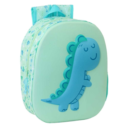 Safta Dino Mochila 3D de 8.64L - Porta-Garrafas - Cartão de Identificação Pessoal - Ombreiras Acolchoadas - 27x33x10cm - Memta