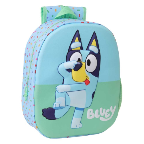 Safta Bluee Mochila 3D de 8.64L - Porta-Garrafas - Cartão de Identificação Pessoal - Ombreiras Acolchoadas - 27x33x10cm - Azul Claro