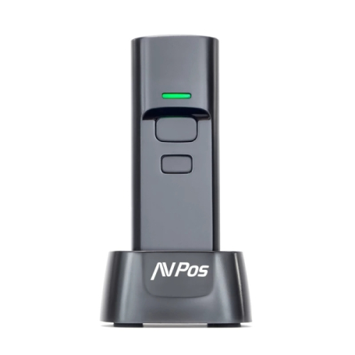 AVPos BT03 Leitor de Codigos Portatil - Códigos 1D,2D e QR - USB,Wireless 2.4,Bluetooth - 1100mAh - Base Incluida - Preto