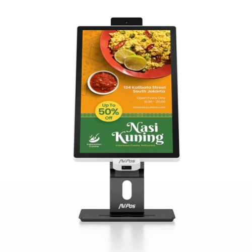 Quiosque de self-service de secretária AVPos CD22 - Ecrã táctil de 22"- I3 10th - 8GB - SSD 256 GB - Digitalizador 2D - Wi-Fi - Preto