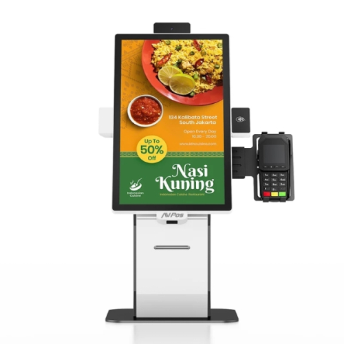 Quiosque de self-service AVPos Desktop DK22 - Ecrã táctil de 22"- I3 10th - 8GB - SSD 256 GB - Scanner 2D - Impressora térmica - Wi-Fi - Branco