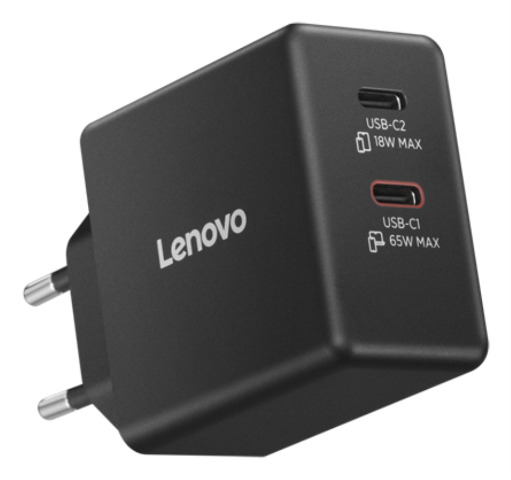 LENOVO Dual USB-C 65W GaN Charger Black EU