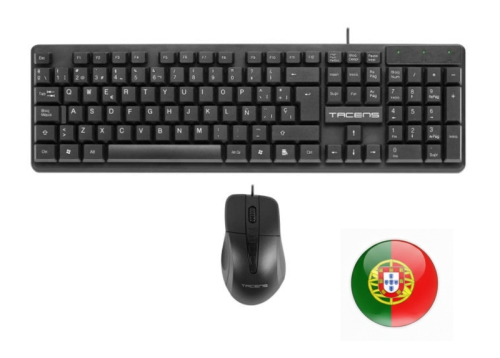 Conjunto Tacens Anima ACP02:Teclado e Rato Multimédia USB,1200 dpi,3 Botões - Layout QWERTY Português - Preto