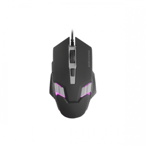 Rato Gamer Óptico Mars Gaming MM024 - Sensor de 4000 dpi - Switches HUANO - Iluminação RGB - 127 x 73 x 35 mm - Preto