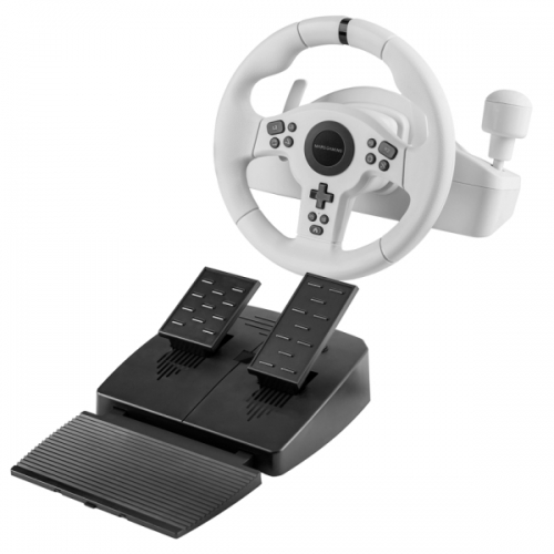 Conjunto de volante e pedais de corrida XL Mars Gaming MWH-RSXONE 270º Branco