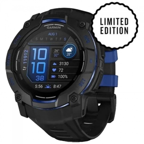 Garmin Instinct 3 AMOLED 50 mm Preto com bracelete preta/azul