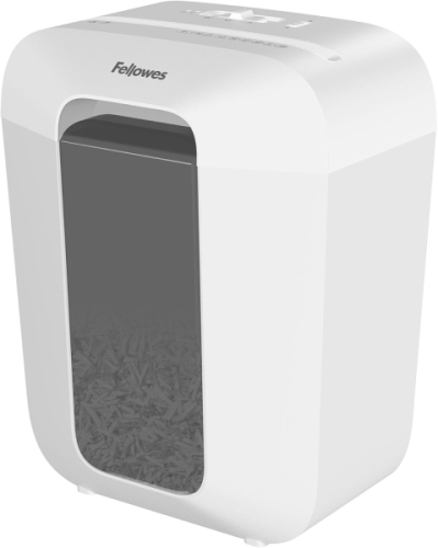 Triturador de Papel Fellowes LX50 P-4 (Usado) - Tritura até 9 folhas de cada vez - Capacidade do recipiente de 17 litros - Branco