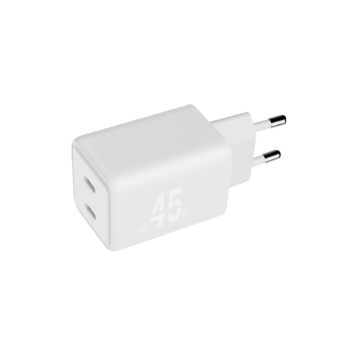 Blackbete Carregador GaN Doble PD de 45W - 2xUSB-C - Carga Rapida PPS - Branco