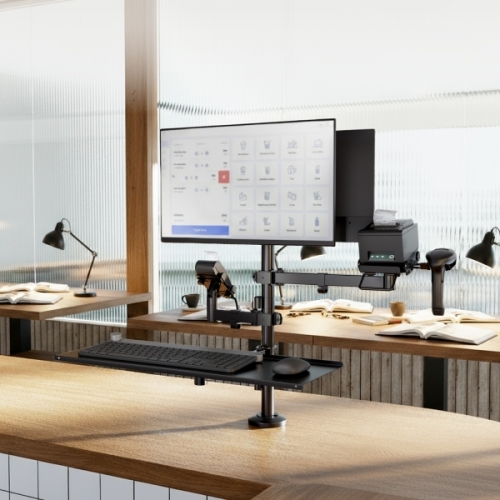 Suporte de mesa para POS/Impressora/Duas telas de 17"a 32"/Terminal/Scanner/Teclado