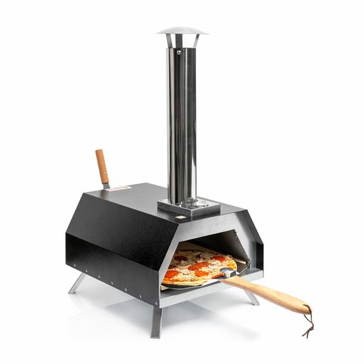 Forno de pizza Innovagoods Pizzahven com dispensador de pellets - 42x81x80cm - Preto e aço