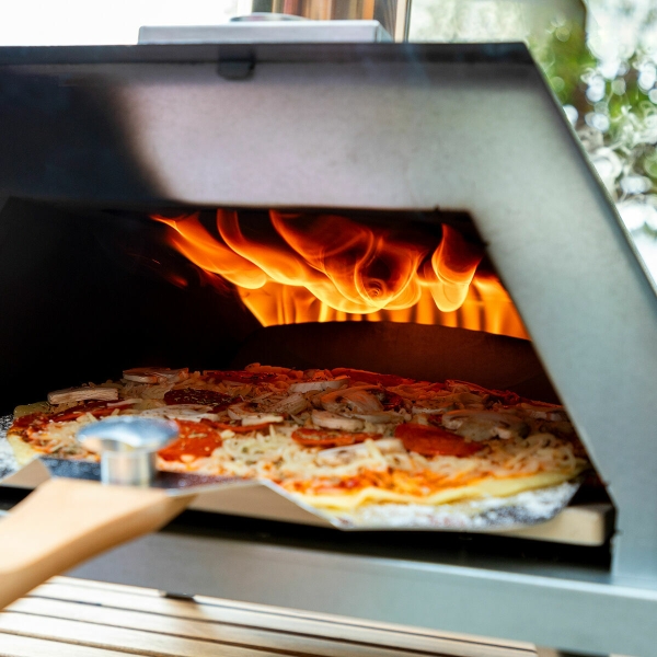 Forno de pizza Innovagoods Pizzahven com dispensador de pellets - 42x81x80cm - Preto e aço