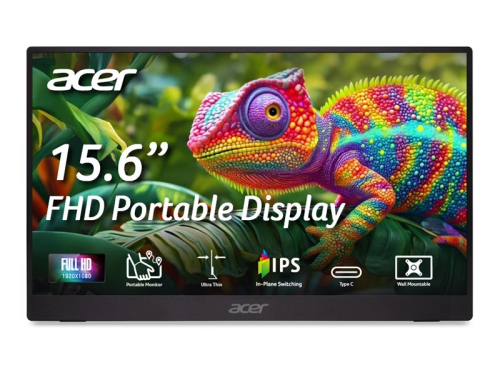 ACER Monitor Portable PM161QB1bmiuux 15.6inch LED IPS 16:9 FHD 60Hz Flat HDMI 1.4 + 2xType-C 2year Standard Warranty