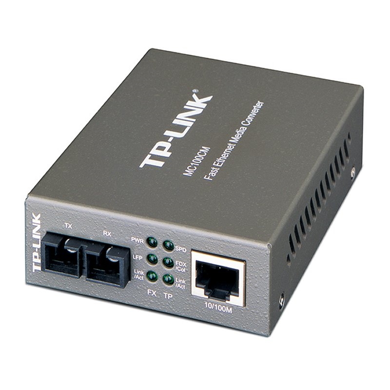 TP-LINK 10/100Mbps RJ45 to 100Mbps multi-mode SC fiber Converter Full-duplexup to 2Km switching power adapter chassis mountable