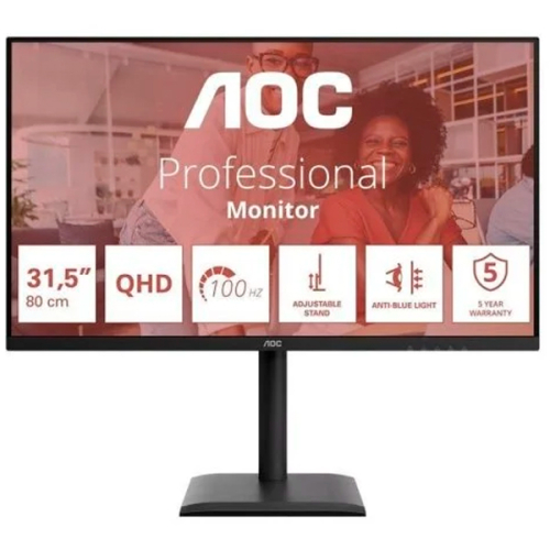 MONITOR AOC IPS 32"(31.5") 16:9 QHD 4MS 100HZ HDMI DP USB COLUNAS HAS Q32E4U