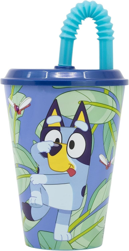 Copo 430 ML com Tampa e Palha - Bluey