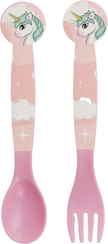 Conjunto 2 Talheres Infantis - Unicorn Rainbow (Colher + Garfo)