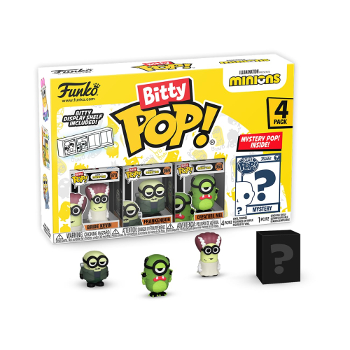 Funko Bitty Pop!:Minions Mini Collectible Toys 4-Pack - Frankenbob,Bride Kevin,Creature Mel,&Mystery Chase Figure
