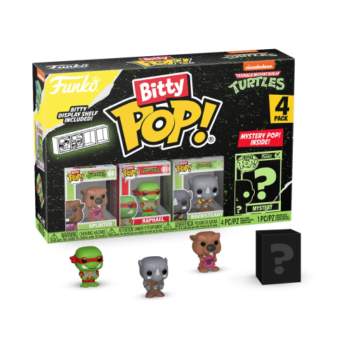 Funko Bitty Pop! Teenage Mutant Ninja Turtles Mini Collectible Toys 4-Pack - Splinter,Raphael,Rocksteady &Mystery Chase Figur