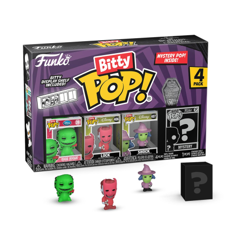 Funko Bitty Pop! The Nightmare Before Christmas Mini Collectible Toys 4-Pack - Oogie Boogie,Lock,Shock &Mystery Chase