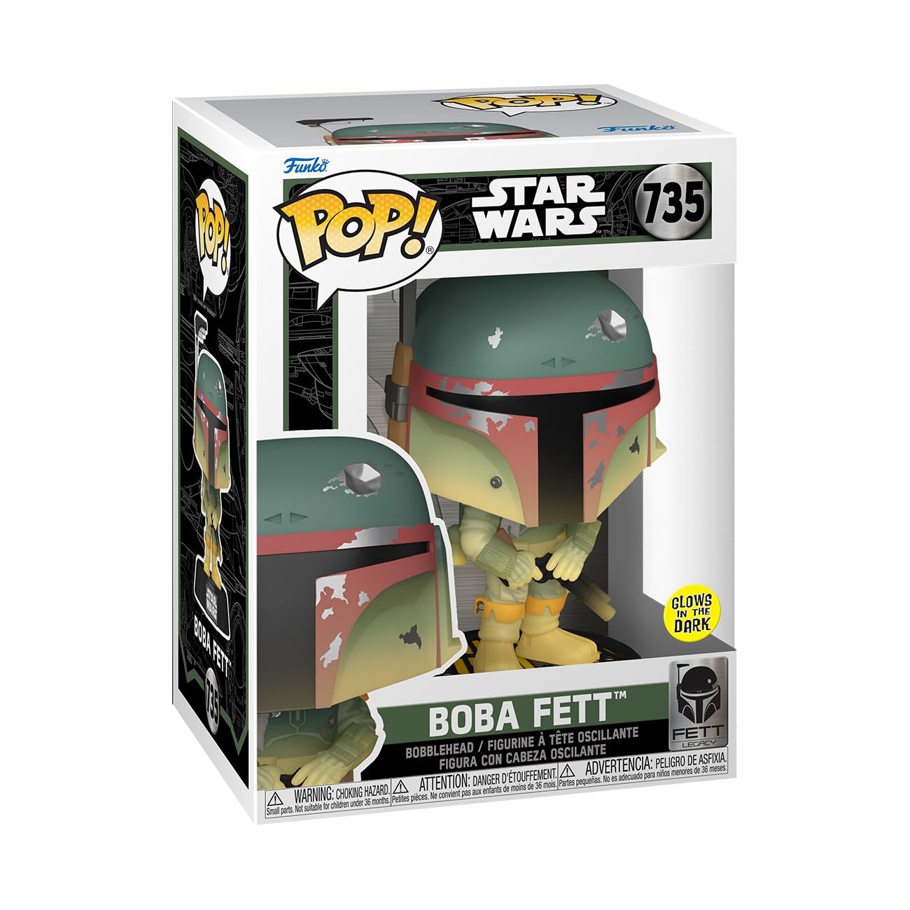 Figura Funko POP Star Wars:Fett Legacy - Boba Fett (Bobblehead / Glows in the Dark) 735