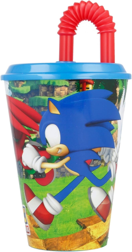 Copo 430 ML com Tampa e Palha - Sonic the Hedgehog