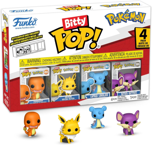 Figura Funko Bitty POP! 4-Pack - Pokémon:Charmander / Joelton / Lapras / Rattata