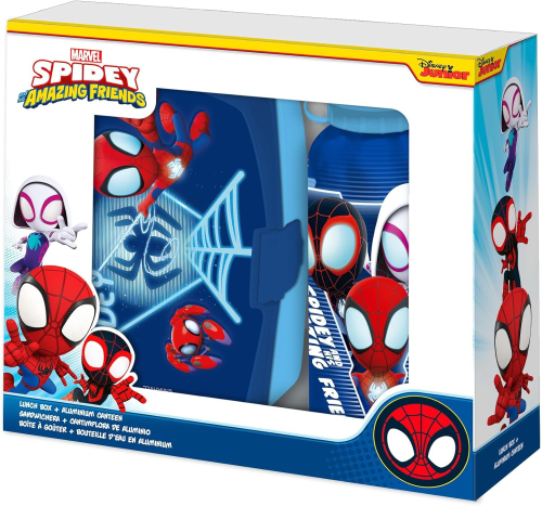 Garrafa Aluminio 500ml + Lancheira - Marvel Spidey Amazing Friends