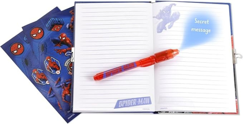Conjunto Diário Secreto + Caneta Mágica + Folhas de Autocolantes - Marvel Spiderman