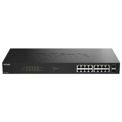 D-LINK SWITCH SEM GESTÃO 16 PORTAS GIGA POE+ E 2 X SFP