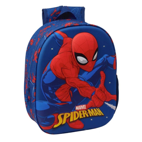 Safta Spider-Man 3D Mochila 3D - Luzes LED - Porta-Garrafas - Ombreiras Acolchoadas - Asa Superior - 8.64L - 270x100x330mm - Azul