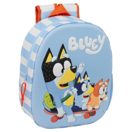 Safta Bluee Mochila 3D - Luzes LED Integradas - Bolso Lateral - Ombreiras Acolchoadas - Asa Superior - 27x10x33cm - Azul