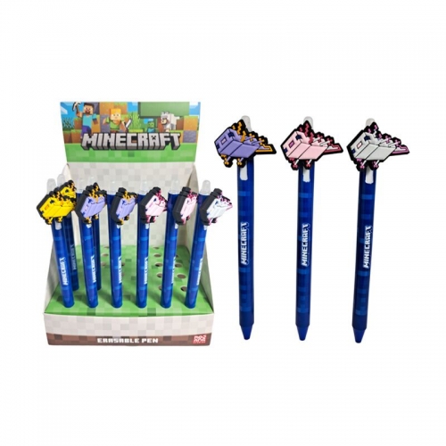 Caneta Apagável com Topo de Silicone - Minecraft (Sortido)