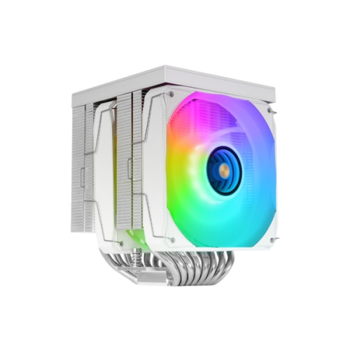 MARS GAMING MCPU-LCDPRO DUAL TOWER CPU COOLER LCD DISPLAY 2X 120MM 380W TDP ARGB INFINITY MIRROR INTEL&AMD WHITE