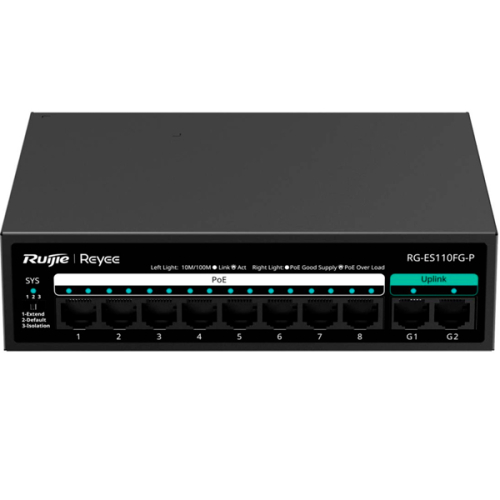RUIJIE SWITCH DE REDE N/GERIDO L2 8 X (10/100) POE + 2 X 1000 (110W )