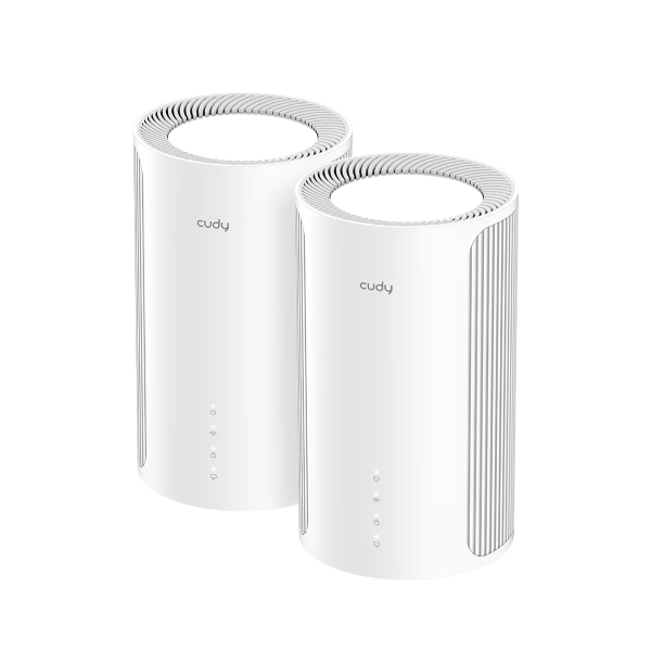Cudy BE11000 - Pacote de 2 unidades de sistema Wi-Fi 7 Mesh 2.5G Tri-Band - Tecnologia MLO - Servidor e cliente VPN - Branco