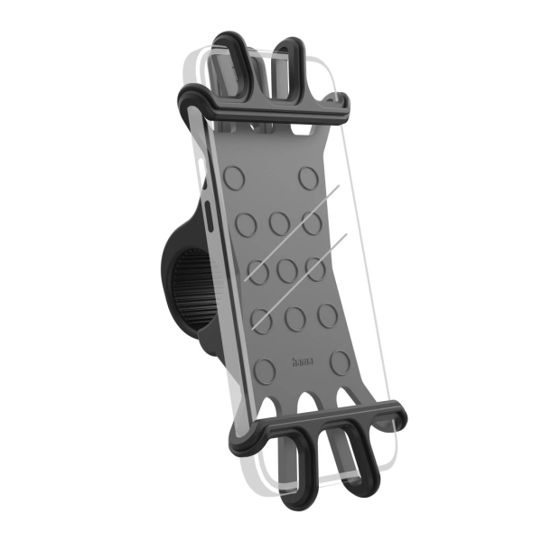 Suporte flexível para smartphone Hama para bicicleta - Silicone flexível - Peso máximo 200 kg - Largura do dispositivo de 6 a 8 cm - Universal - Guiad