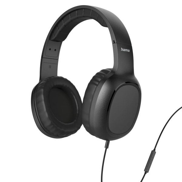Auscultadores Hama Fun II com microfone omnidirecional - Cabo de 1,2 m - Conector de 3,5 mm - Arco ajustável - Almofadas auriculares em pele - Assiste