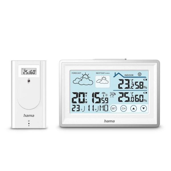 Estação Meteorológica Hama Bahama S - Relógio - Previsão do Tempo - Sensor Externo - Radiofrequência - Termómetro - Higrómetro - 14,2 x 2,5 x 9,5 cm